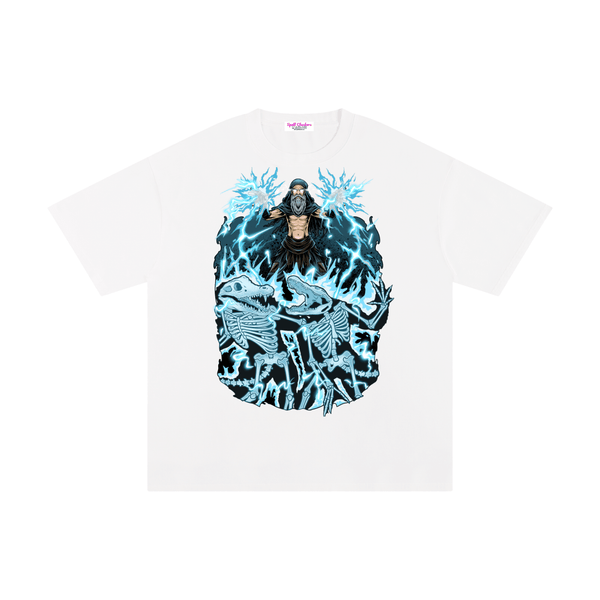shocked graphic tee model wearing