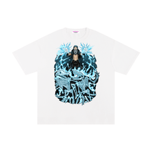 shocked graphic tee model wearing